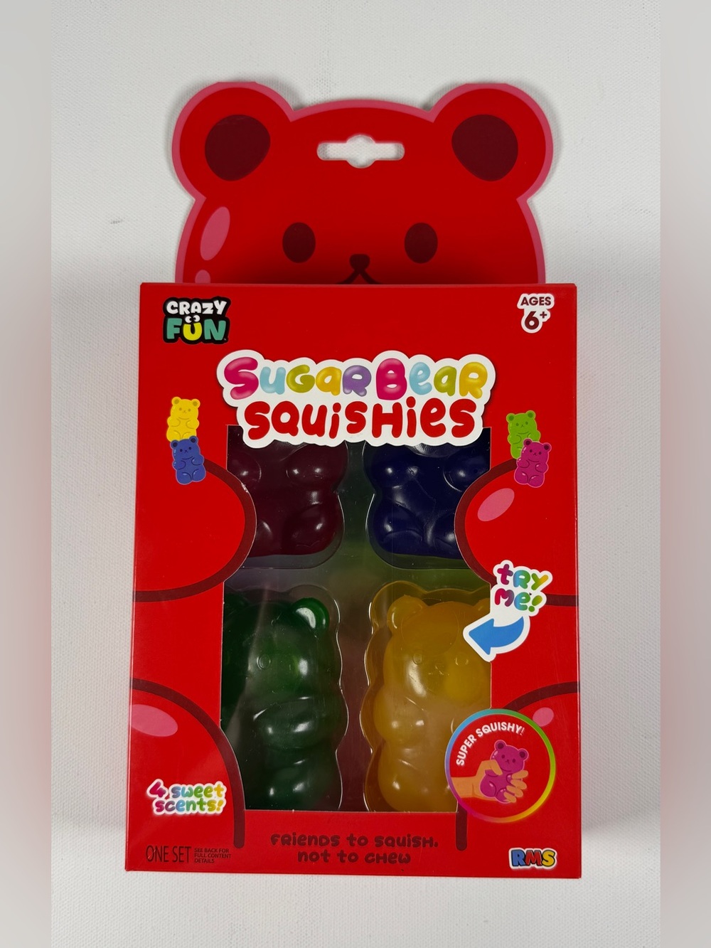 RMS Crazy Fun Sugar Bear Squishies Set 4-pack Scented Gummy Bear Squish Toy NEW